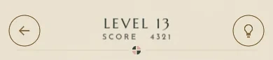 Game header: a back disc, LEVEL 13 with the score beneath, a hint disc, and the disc rule underneath.